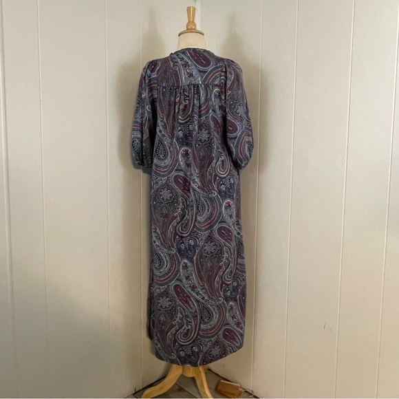 Vintage‎ Paisley Maxi Dress Women’s XL Shift V-Neck Short Sleeve Retro Cottage - Picture 9 of 10